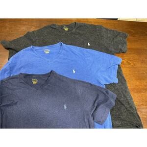 Polo Ralph Lauren Classic V Neck Shirt Men XLT Blue Black Basic Daily Preppy